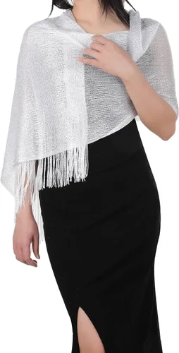 Miniatura 5 de Aster Chales metálicos brillantes y envolturas para vestidos de noche con hebilla para mujer, chales y envolturas para fiesta, novia, dama de honor