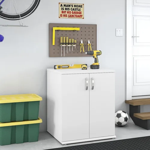 Miniatura 9 de Bush Business Furniture - Armario universal de almacenamiento de piso con puertas y estantes en blanco, unidad de almacenamiento vertical de oficina