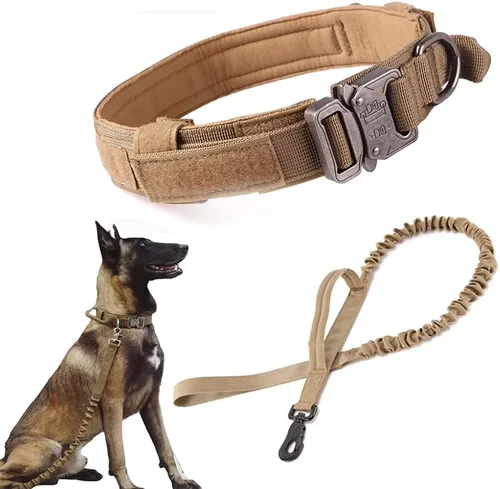 Miniatura 36 de Collar táctico para perro, ajustable, militar, de nailon, con asa de control y hebilla de metal resistente para perros medianos y grandes (negro, S)
