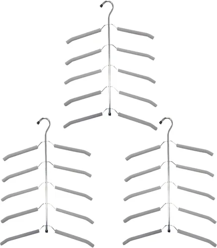Paquete de 3 perchas 5 en 1 para blusas y árboles, perchas para ahorrar espacio, con brazo oscilante, antideslizantes, acolchadas, colgador de ropa