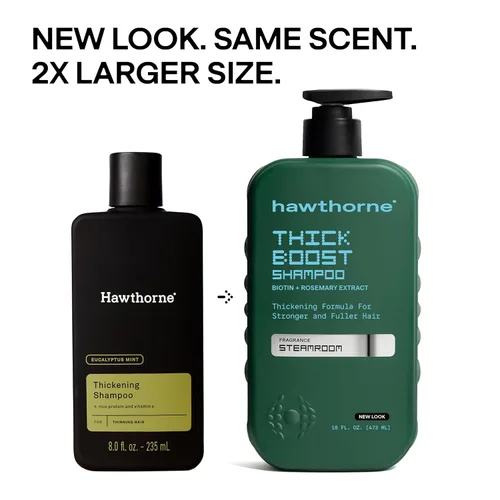 Miniatura 6 de Hawthorne Juego de champú y acondicionador Thick Boost, conjunto de champú y acondicionador espesante para hombre con biotina, proteína de arroz
