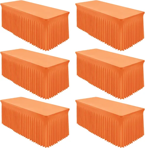 Miniatura 11 de Paquete de 2 manteles color azul bebé para mesa rectangular de 4 pies, manteles de elastano elásticos de 4 pies, falda blanca rectangular para baby