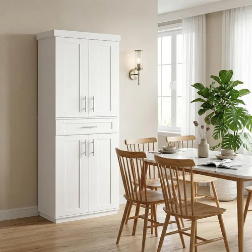 Miniatura 8 de HOMCOM Gabinete de despensa de cocina de 72 pulgadas, armario de almacenamiento alto independiente con 4 puertas, cajón y 3 estantes ajustables