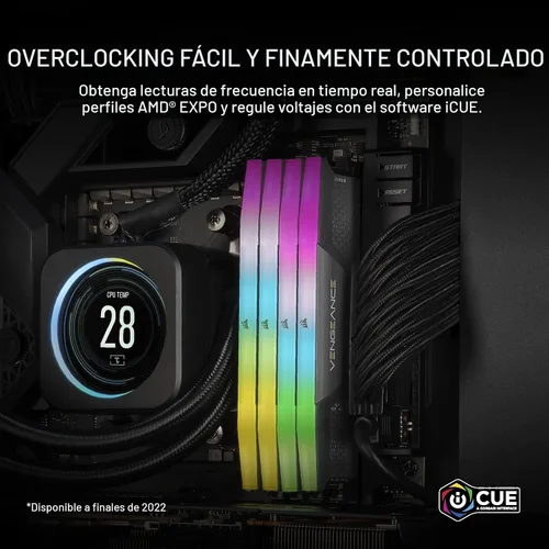Miniatura 5 de CORSAIR VENGEANCE RGB DDR5 64 GB (2 x 32 GB) DDR5 6000 MHz CL40 AMD EXPO Intel XMP iCUE Memoria de computadora compatible - Gris (CMH64GX5M2B6000Z40)