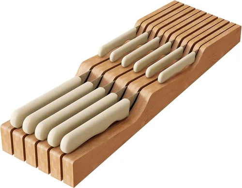 Miniatura 15 de Organizador de Cuchillos para Cajón - Organizador de Cuchillos de Cajón de Madera de Bambú - Bloque Organizador de Cuchillos Protector