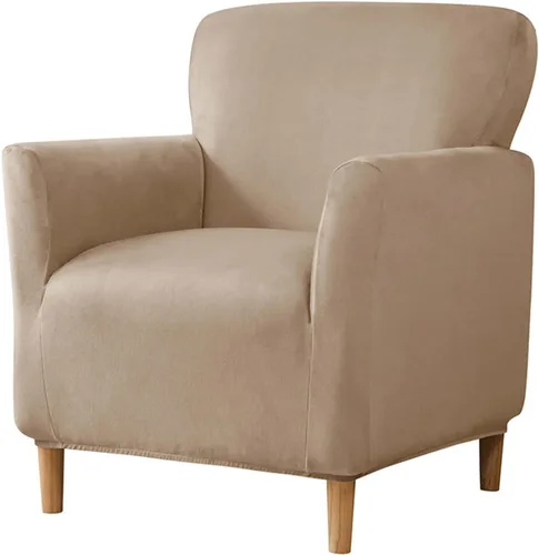 Miniatura 13 de Funda para sillón de color liso, funda de terciopelo de felpa para sillón, fundas gruesas y lavables para sala de estar y dormitorio, color beige