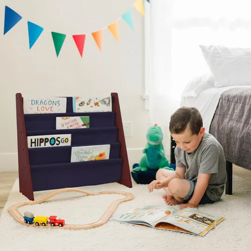 Miniatura 2 de Wildkin estantería de lona para niños y niñas, diseño de madera con cuatro estantes de tela, mantén las habitaciones, salas de juegos y aulas