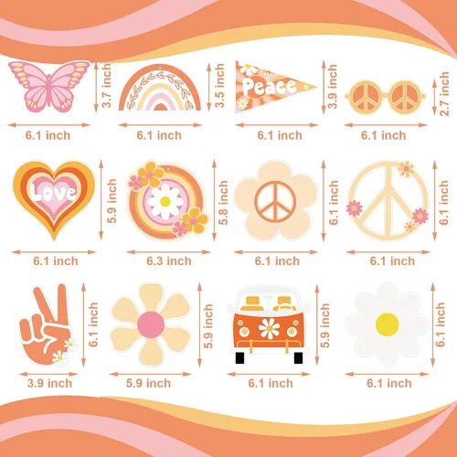 Miniatura 3 de 19 piezas de decoraciones de fiesta geniales incluyen pancarta bohemia de feliz cumpleaños, espirales colgantes hippie retro boho panal centros