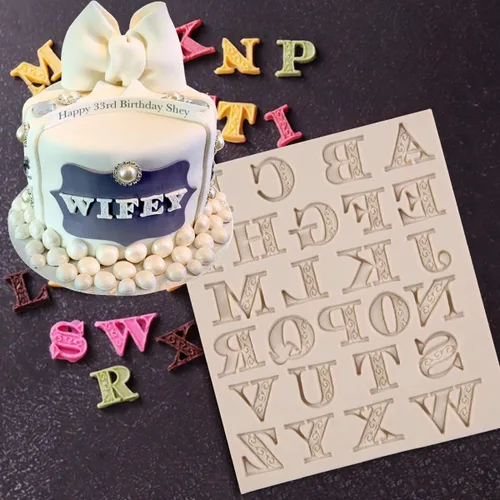 Miniatura 5 de Moldes de letras para chocolate, paquete de 4 moldes de silicona con letras del alfabeto para baby shower, decoración de pasteles, cumpleaños, Molde