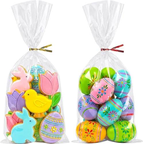 Morepack Bolsas de celofán, 6 x 12 pulgadas, 200 bolsas de celofán con lazos para amarrarlas, de plástico, para poner postres, pastelería, dulces,
