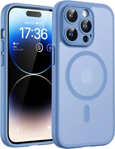 Miniatura 135 de TOCOL Funda magnética 3 en 1 para iPhone 14 Pro, mejorada [protección completa de cámara] con 2 protectores de pantalla, funda de grado militar Azul