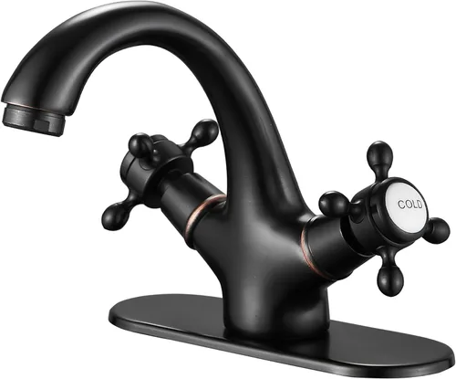 Miniatura 9 de Grifo de baño de latón antiguo grifo de tocador de baño de una sola manija de un agujero grifo de lavabo de baño con placa de cubierta