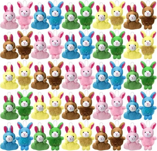 Deekin Paquete de 100 mini animales de peluche a granel, juguetes de animales de peluche pequeños, juego de llaveros de animales de peluche, premios