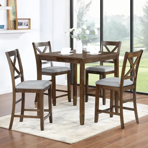 Miniatura 14 de LUMISOL Juego de mesa de comedor de 5 piezas con 4 sillas, juego de mesa de cocina de granja para lugares pequeños, cocina, comedor, negro y roble