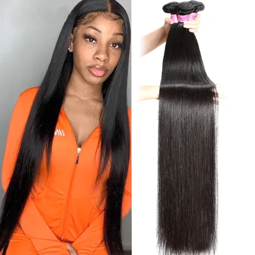 Miniatura 11 de Cabello 7 a malayo liso, 4 paquetes sin procesar, vírgenes, extensiones de pelo, cabello humano con longitudes mixtas, 100% cabello humano