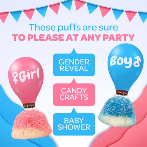 Miniatura 4 de Blue Raspberry Puffs - Paquete a granel de 2 libras - It's a Boy Baby Shower Gummy Candy - Revela de género