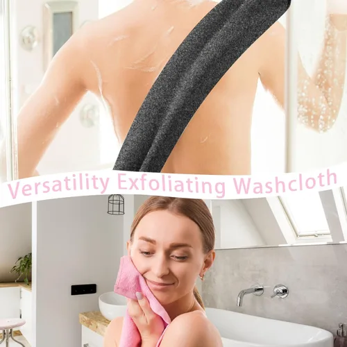 Miniatura 5 de 4 piezas exfoliante de espalda con asas, exfoliante de espalda de nailon de longitud extendida, paño exfoliante elástico, correa de tirar, limpiador