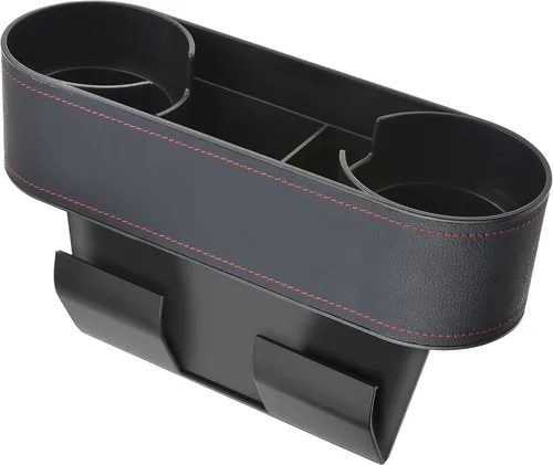 Miniatura 11 de IOKONE Consola de bolsillo lateral para monedas, cubierta de cuero con bolsillo lateral, portavasos para automóvil, organizador de asiento delantero