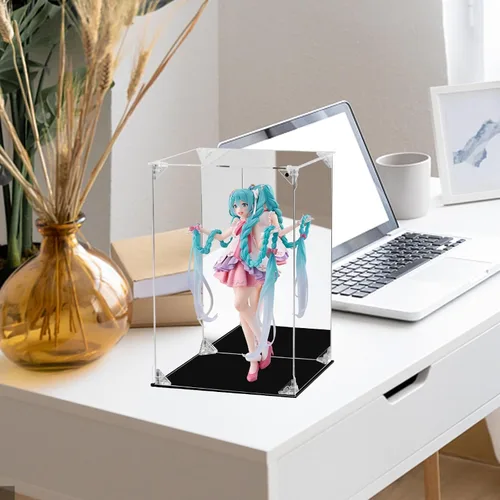 Miniatura 4 de Vitrina de acrílico transparente para figuras de acción con parte trasera espejada, caja de exhibición de protección a prueba de polvo, estuche