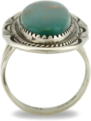 Miniatura 3 de Anillo Navajo 0.925 plata azul suroeste turquesa artista Talhat C.80's, Plata de ley, turquesa