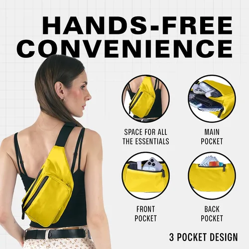 Miniatura 6 de Riñonera para hombres y mujeres Riñonera Riñonera ligera para viajes, deportes, senderismo, Amarillo, talla única