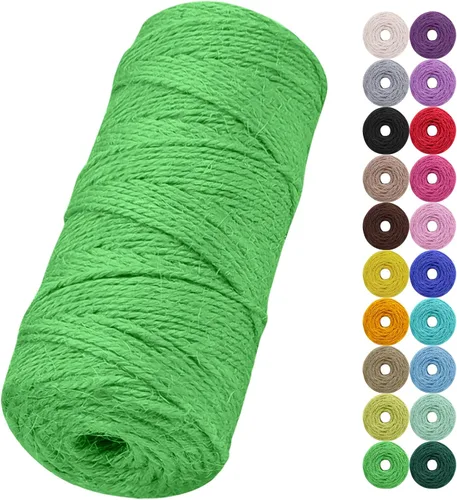 Miniatura 10 de Cuerda de yute natural de 0.079 pulgadas y 328 pies para manualidades, cuerda de yute de colores de 3 capas para envoltura de regalos, jardinería