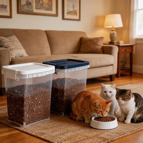 Miniatura 3 de Contenedor de almacenamiento de comida para gatos de 5 a 10 libras con cuchara, recipiente hermético para alimentos para perros, gatos, semillas
