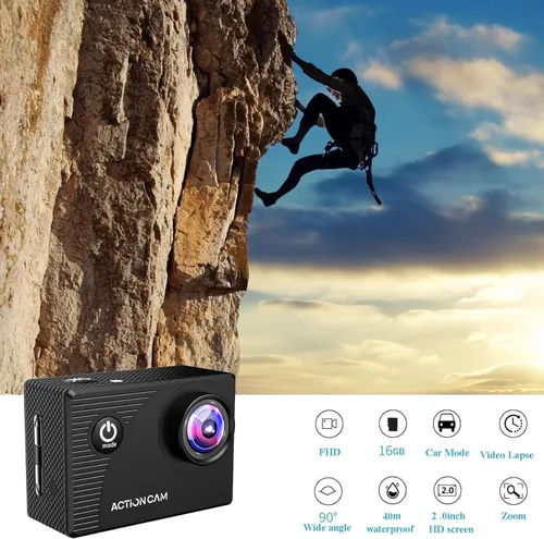 Miniatura 2 de Cámara de Acción 1080P Cámara Deportiva Tarjeta de Memoria de 32GB Cámara de Acción 4xZoom 131ft Impermeable Bajo el Agua con 2 X