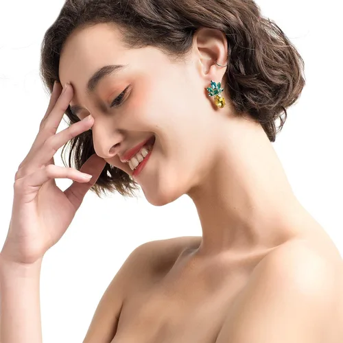 Miniatura 2 de Holylove - Aretes de piña para mujeres, adolescentes y niñas, 1 par, Vidrio