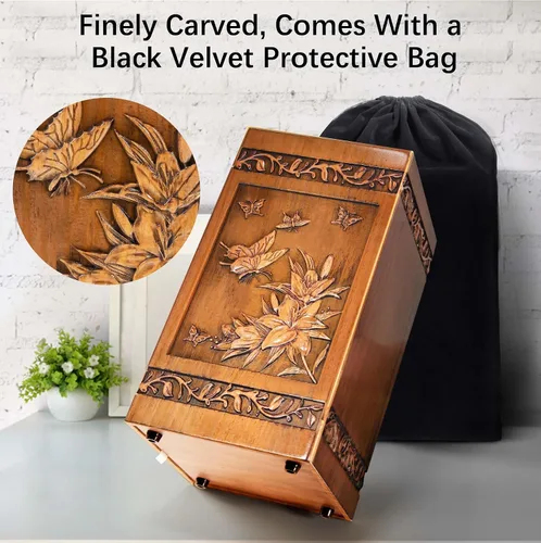 Miniatura 4 de Urnas de madera hechas a mano para cenizas humanas, adultos, machos y mujeres, 250 libras, grabadas con mariposa, caja de urna de cremación