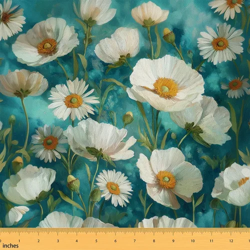 Miniatura 32 de Feelyou Tela de Flores Groovy por Yarda 1 Yarda Niños Retro Floral Boho Tela de Tapicería para Sillas para Niños Niñas Adolescentes Años 70 Hippie