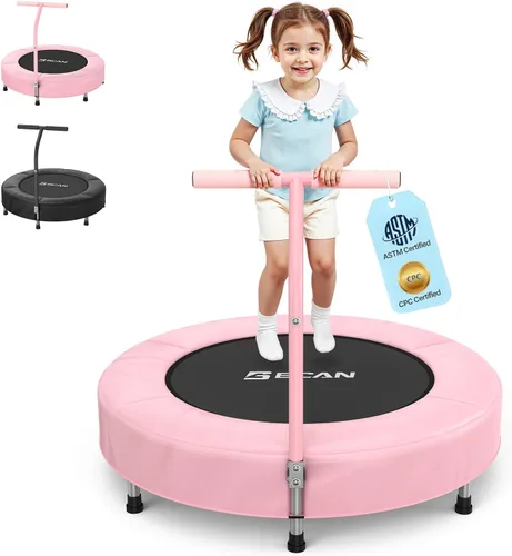 BCAN SP1 36'' Toddler Trampoline, ASTM Certified - Kids Trampoline for Ages 1-6, Foam Handle & Safe Thickened Cover, Mini Trampolines for Kids