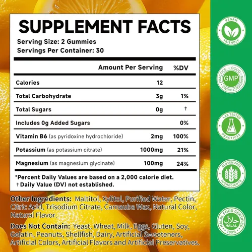 Miniatura 2 de Gomitas de citrato de potasio de 1000 mg, suplemento de potasio para adultos, mujeres y hombres, con magnesio, suplementos masticables de vitamina