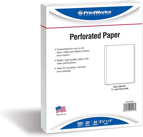 Miniatura 3 de PrintWorks Papel perforado vertical profesional de 5/8 pulgadas, 8.5 x 11 pulgadas, perfecto para folletos y catálogos, fabricado en los Estados