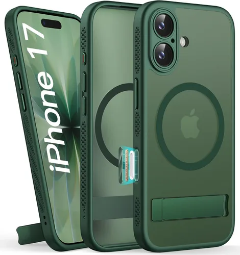Miniatura 16 de BXYJY Funda magnética para iPhone Air con soporte, compatible con MagSafe, botón de control de cámara, protección completa de la lente, caída