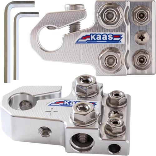 Kaas Conectores de terminal de batería, terminal de batería de poste superior de ánodo de color, juego positivo (rojo) negativo (azul) (+/-), para