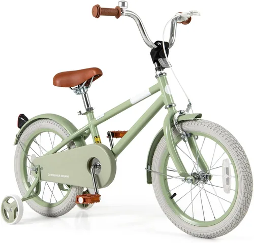 Miniatura 19 de BABY JOY Bicicleta infantil de macarones coloridos, de 12, 14, 16 y 18 pulgadas, bicicleta deportiva para niños con ruedas de entrenamiento