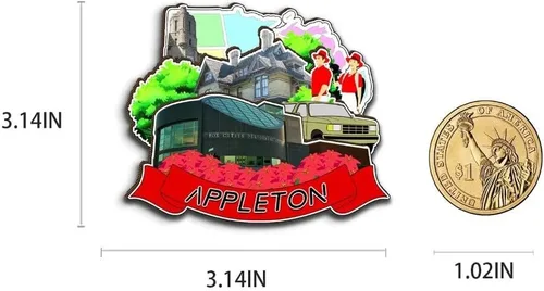 Miniatura 3 de Appleton - Imán de madera para nevera, diseño de Wisconsin USA en 3D, recuerdos coleccionables, decoración hecha a mano