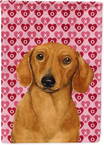 Miniatura 353 de Caroline's Treasures SS4484GF Bandera de jardín con diseño de bulldog inglés y corazones para el Día de San Valentín, bandera decorativa para patio