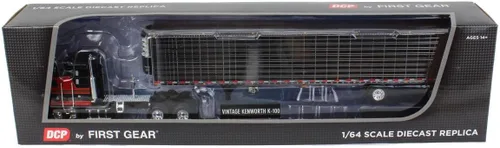 Miniatura 5 de DCP 1/64 Rojo y Negro Kenworth K100 Aerodyne Marco Largo con Remolque Frigorífico Cromo, por First Gear, 60-1556