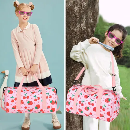 Miniatura 2 de BTOOP Bolsa de lona para niñas, niños, gimnasio, deportes, mujer, bolsa de viaje para entrenamiento, fin de semana, con compartimento para zapatos