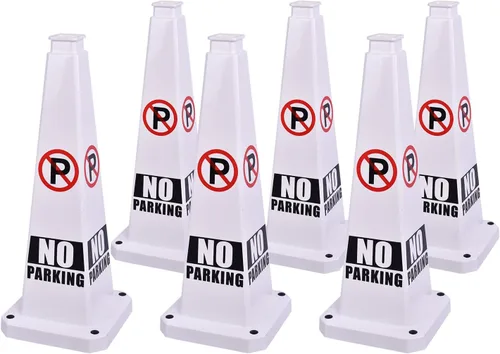 Miniatura 11 de Conos de precaución de 26.5 pulgadas, letreros de seguridad visibles de 4 lados con base de goma pesada, advertencia para prevención de resbalones