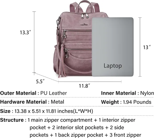 Miniatura 70 de Bolsos mochila monedero de piel sintética para mujer, bolsas con zíper, mochilas de hombro casuales