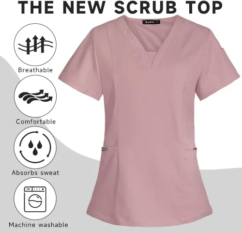 Miniatura 2 de niaahinn Camiseta quirúrgica clásica con cuello en V para mujeres y hombres, para uso médico debajo de la exfoliación, para hombres y mujeres