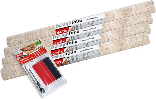 Miniatura 2 de d-c-fix 346-0099-4PKA Película autoadhesiva decorativa, mármol beige, rollo de 17 x 78 pulgadas, paquete de 4 con aplicador