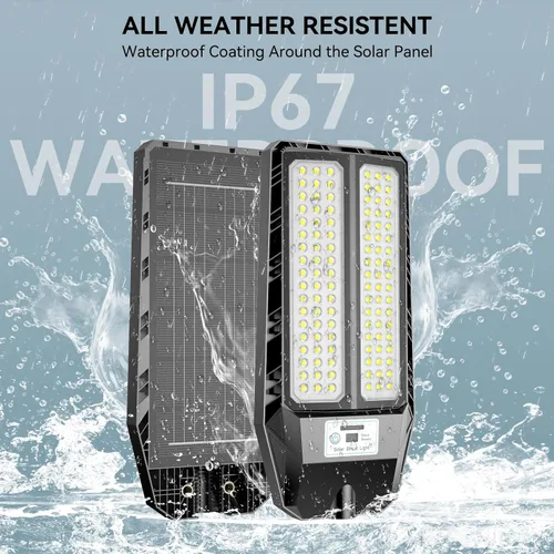 Miniatura 6 de VOOJOY Luces solares de calle de 5000 W para exteriores, luz solar de 7000 K para exteriores, luz de calle LED del atardecer al amanecer, lámpara