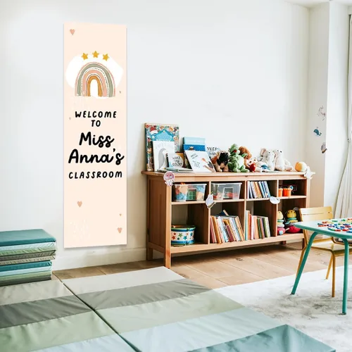 Miniatura 4 de Andaz Press Letrero de bienvenida vertical personalizado para el aula de 13 x 47 pulgadas para profesores, letreros de puerta de aula, letrero