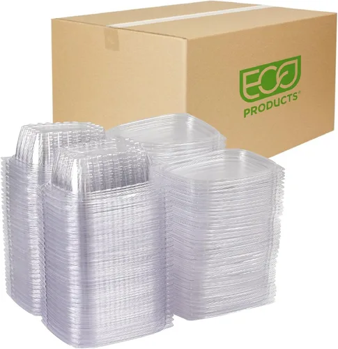Miniatura 19 de ECO PRODUCTS Contenedores de delicatessen compostables de 8oz transparentes rectangulares con tapas, paquete de 100, para preparación de comidas
