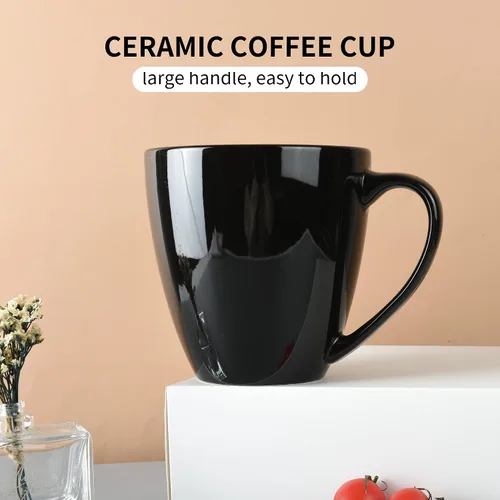 Miniatura 4 de BOSHANB - Taza de café grande de 39 onzas, taza de té de cerámica para oficina y hogar, gran capacidad con asa (negro)