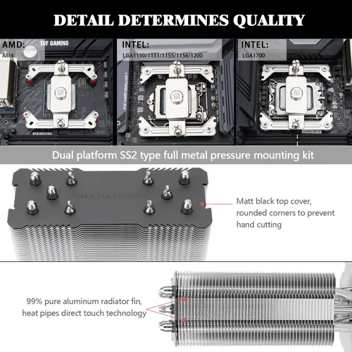 Miniatura 6 de Thermalright Assassin King 120 SE - Enfriador de aire para CPU, AK120 SE, 5 tubos de calor, ventilador silencioso TL-C12C PWM con rodamiento S-FDB